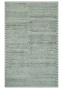 Ivory, Silver and Charcoal Modern Geometrical Puzzle Design hand knotted Custom Made wool Area Rug