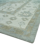 Ivory, Silver and Olive Traditional Heriz Medallion Hand Knotted Multi Size wool Area Rug