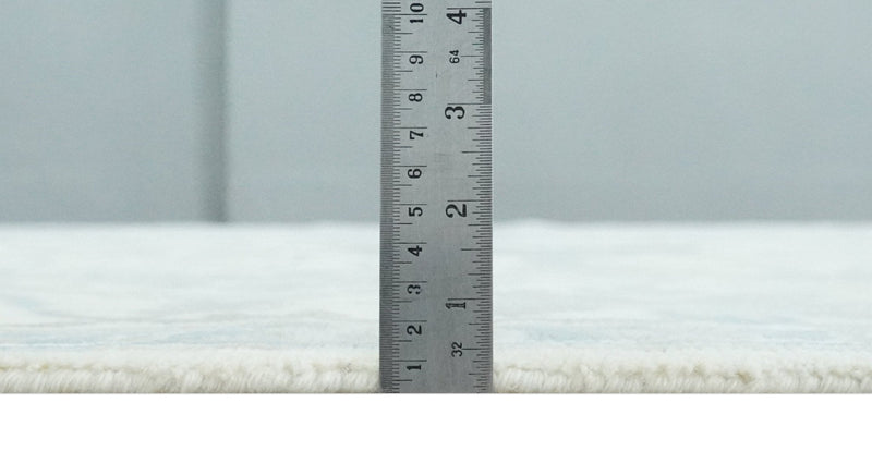 Ivory, Teal and Brown 8x10 Hand knotted Traditional oriental oushak wool area rug