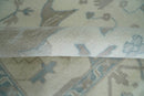 Ivory, Teal and Brown 8x10 Hand knotted Traditional oriental oushak wool area rug