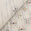 Ivory Tribal Hand Loomed Wool Area Rug - Blue Brown Accents by The Rug Decor