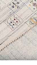 Ivory Tribal Hand Loomed Wool Area Rug - Blue Brown Accents by The Rug Decor