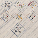 Ivory Tribal Hand Loomed Wool Area Rug - Blue Brown Accents by The Rug Decor
