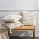 Ivory tufted cushion cover with white daisy embroidery living room by Decorbites