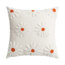 Ivory tufted cushion cover with white daisy embroidery living room by Decorbites