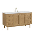 James Martin Laurent 60" Dual Mount Single Bathroom Vanity, Light Natural Oak