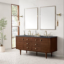James Martin Amberly 72" Dual Mount Double Bathroom Vanity, Mid-Century Walnut