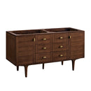 James Martin Amberly 60" Dual Mount Double Bathroom Vanity, Mid-Century Walnut