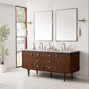 James Martin Amberly 72" Dual Mount Double Bathroom Vanity, Mid-Century Walnut