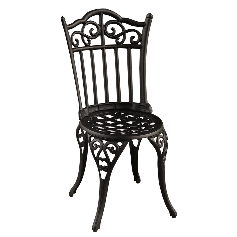 Black Ornate Outdoor Patio Garden Aluminum 3 Piece Bistro Set