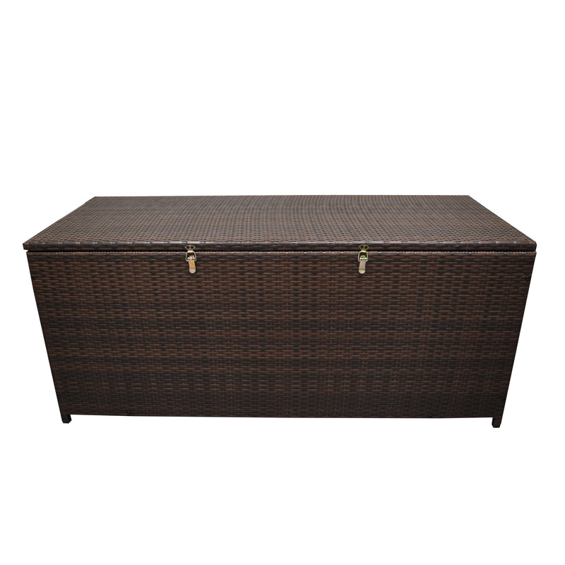Brown Wicker Patio Deck Box with 113 Gallon Storage and Metal Frame, photo 3 of 8