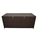 Brown Wicker Patio Deck Box with 113 Gallon Storage and Metal Frame
