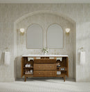 James Martin Laurent 60" Dual Mount Double Bathroom Vanity, Honey Oak