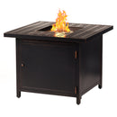 Aluminum 32-in Square Patio Fire Table Set with Swivel Rocking Chairs