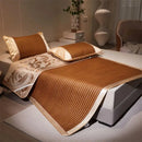 GobekUsa Jacquard Cool Down Rattan Mat - Natural Rattan & Ice Rayon Bed Cooling Mat