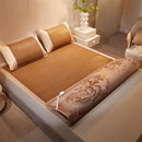 GobekUsa Jacquard Cool Down Rattan Mat - Natural Rattan & Ice Rayon Bed Cooling Mat