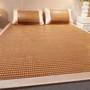 GobekUsa Jacquard Cool Down Rattan Mat - Natural Rattan & Ice Rayon Bed Cooling Mat