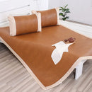 GobekUsa Jacquard Cool Down Rattan Mat - Natural Rattan & Ice Rayon Bed Cooling Mat