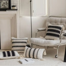 Jacquard crochet pillow covers black & white living room tassels by Decorbites