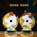Jade Dragon Phoenix Ornament Enamel Living Room Decoration Home Accent Figurine Display