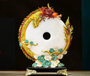 Jade Dragon Phoenix Ornament Enamel Living Room Decoration Home Accent Figurine Display