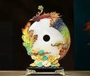 Jade Dragon Phoenix Ornament Enamel Living Room Decoration Home Accent Figurine Display