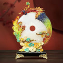 Jade Dragon Phoenix Ornament Enamel Living Room Decoration Home Accent Figurine Display