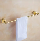 GobekUsa Brass & Jade Gold Bathroom Accessories Set: Paper Holder, Towel Bar, Soap Basket