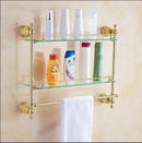 GobekUsa Brass & Jade Gold Bathroom Accessories Set: Paper Holder, Towel Bar, Soap Basket