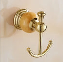 GobekUsa Brass & Jade Gold Bathroom Accessories Set: Paper Holder, Towel Bar, Soap Basket