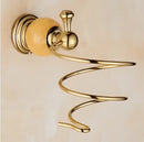 GobekUsa Brass & Jade Gold Bathroom Accessories Set: Paper Holder, Towel Bar, Soap Basket