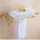 GobekUsa Brass & Jade Gold Bathroom Accessories Set: Paper Holder, Towel Bar, Soap Basket