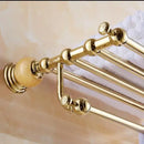 GobekUsa Brass & Jade Gold Bathroom Accessories Set: Paper Holder, Towel Bar, Soap Basket