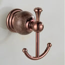 GobekUsa Brass & Jade Rose Gold Bathroom Set: Paper Holder, Towel Bar, Soap Basket