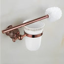 GobekUsa Brass & Jade Rose Gold Bathroom Set: Paper Holder, Towel Bar, Soap Basket