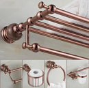 GobekUsa Brass & Jade Rose Gold Bathroom Set: Paper Holder, Towel Bar, Soap Basket