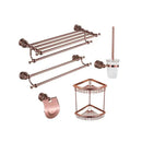 GobekUsa Brass & Jade Rose Gold Bathroom Set: Paper Holder, Towel Bar, Soap Basket