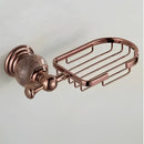 GobekUsa Brass & Jade Rose Gold Bathroom Set: Paper Holder, Towel Bar, Soap Basket