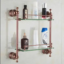 GobekUsa Brass & Jade Rose Gold Bathroom Set: Paper Holder, Towel Bar, Soap Basket