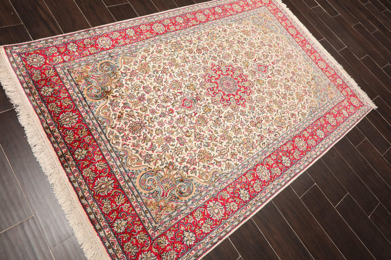 4'3"x6'3"Persian Oriental Area Rug Hand Knotted 100% Silk Traditional 400 KPSI