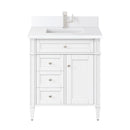 James Martin Brittany 30" Single Bathroom Vanity, Bright White