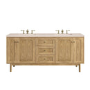 James Martin Laurent 72" Dual Mount Double Bathroom Vanity, Light Natural Oak