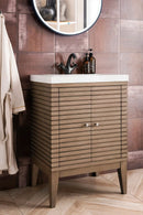 James Martin Linden 24" Dual Mount Single Bathroom Vanity, Whitewashed Walnut