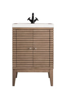 James Martin Linden 24" Dual Mount Single Bathroom Vanity, Whitewashed Walnut