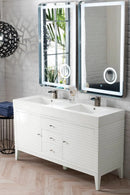 James Martin Linear 59" Double Bathroom Vanity, Glossy White