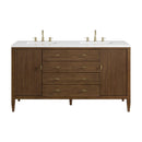 James Martin Myrrin 60" Double Bathroom Vanity, Mid-Century Walnut