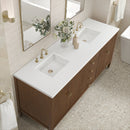 James Martin Myrrin 72" Double Bathroom Vanity, Mid-Century Walnut