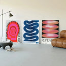 GobekUsa Japanese Abstract Blue Wave Canvas Print