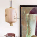 GobekUsa Bamboo Leaf Pattern Lantern Pendent Lamp - Hand-painted Japanese Style Room Decor