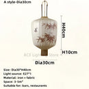 GobekUsa Bamboo Leaf Pattern Lantern Pendent Lamp - Hand-painted Japanese Style Room Decor